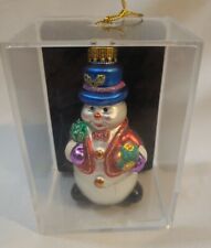 Vintage Hand Crafted by an Artisan Glass Christmas Ornament Frosty the Snowman picture