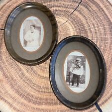 Antique pair of framed photographs MOTHER CHILD VICTORIAN picture