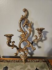 Vintage 1959 Syroco 3930 Gold Painted Candelabra Wall Sconce Taper Candle Holder picture