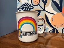 Vintage CA CALIFORNIA happy colorful Rainbow stoneware coffee mug cup picture