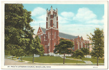 St. Paul's Lutheran Church-Massillon, Ohio OH-1930s antique postcard picture