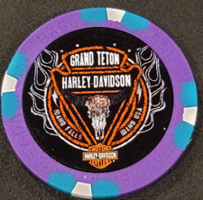 GRAND TETON HD ~ IDAHO (Purple/Teal Wide Print) Harley Poker Chip picture