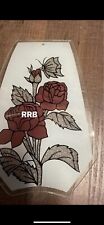 OK LIGHTING TOUCH LAMP REPLACEMENT GLASS 1 Panel Red Rose Butterfly picture