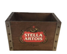 Vintage Stella Artois Solid Wood Metal Beer Organization Crate Box picture