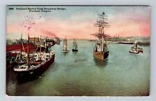 Portland OR-Oregon, Portland Harbor From Broadway Bridge Vintage Postcard picture