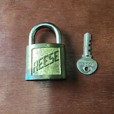Vintage Reese Cylinder Brass Padlock with Original Key picture