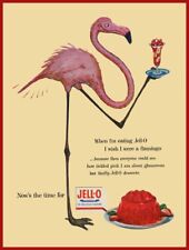 1953 Jell-O Gelatin NEW Metal Sign: Pink Flamingo Theme, Tickled Pink picture