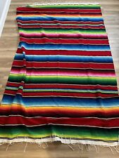 Southwest Mexican Colorful Vintage Saltillo Serape Wool Blanket Throw 84