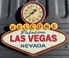 Rare Vintage Welcome To Fabulous Las Vegas Nevada Wall Clock Works Sin City 14.5 picture