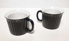 Lot Of 2 Black Bialetti Casa Italia Soup Coffee Mug Cup Ribbed Stoneware 16 oz picture