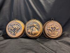 Lot of 3 - Unmarked Wall Hanging Copper Molds, Apples/Pears/Grapes, 5