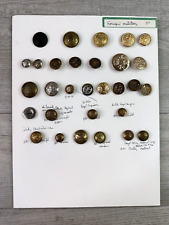 Collector Card Vintage Foreign Military Buttons Mixed Metals picture