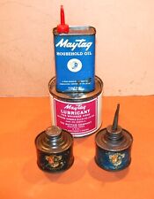 Maytag Vintage Oil Cans and Maytag full Grease tin. Lot of 4.  picture
