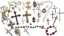 HUGE LOT Vintage NOW CROSS Crucifix Medals Christian Jesus UNTESTED 33 Pc France picture