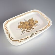 Vintage Mini Serving Trays - Set of 5 White Metal Trays Gold/Silver Roses 5x7 in picture