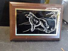 Belgian Sheepdog  hand engraved and signed wood/brass wall art picture
