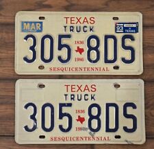Vintage Texas Truck Sesquicentennial 1836-1986 Vintage Metal License Plate Set picture