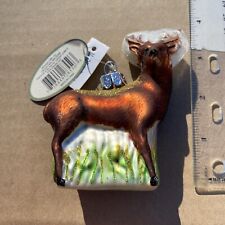 Old World Christmas WHITETAIL DEER (Midwest CBK) Glass Ornament w/Box,3.5” T picture