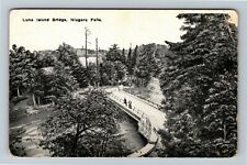 Niagara Falls NY-New York, Luna Island Bridge Vintage Souvenir Postcard picture