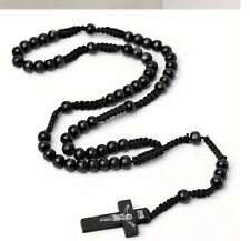 ROSARY BEADS - CATHOLIC - BLESSED - BLACK COLORED picture