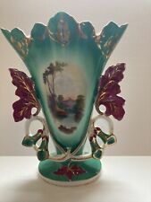 In the style of Old Paris Porcelain 11.5 inch handled vase. No maker marks. picture