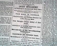 BLEEDING KANSAS Osawatomie Palmyra Free-Staters Border Ruffians 1856 Newspaper picture