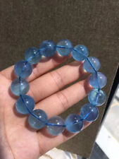 15mm Natural Blue Aquamarine Crystal Gemstone Round Beads Bracelet AAAAA picture