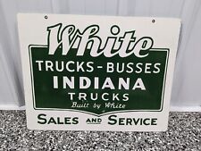 WHITE TRUCK BUSSES INDIANA TRUCKS SALES SERVICE sign porcelain RARE double sided picture