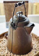 Antique U.S. Navy Coffee Pot Circa 1850-1900 Two Handle, Lidded, Copper Over Tin picture
