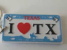 I Love Texas Lonestar State License Plate Souvenir Plastic keychain keyring picture