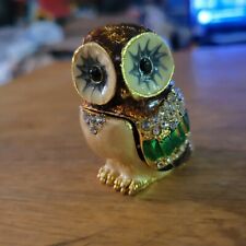 Jeweled Enameled Hinged Owl Trinket Box picture