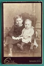 Antique Victorian Cabinet Card Photo Siblings Brothers Grinnell, Iowa IDENTIFIED picture