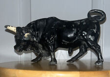 VTG Antique Spanish Bull Metal Figurine Painted Cow Wall Street Charging 8