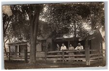 1904-18 Rppc Postcard House Home Wooden Fence 4 People Pose Real Photo picture