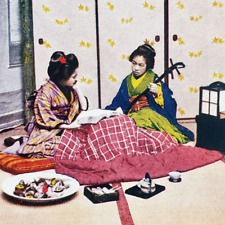 Yokohama Japan Geisha Girls Stereoview c1905 Japanese Dancer Musicians Art C1321 picture