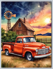 Postcard NEW Old Farm Pickup Truck Windmill Milky Way Night Sky Barn A26 picture