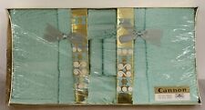 Vintage MCM 8 Pc Cannon Turquoise Green Bath Towel Set Sealed In Box NOS picture