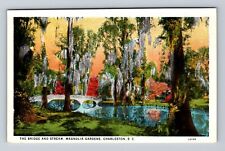 Charleston SC-South Carolina, Bridge And Stream, Gardens, Vintage Postcard picture