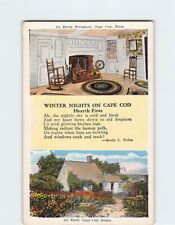 Postcard An Early Fireplace & House in Cape Cod Massachusetts USA picture
