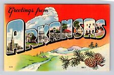 AR- Arkansas, LARGE LETTER Greetings, Antique, Vintage Souvenir Postcard picture