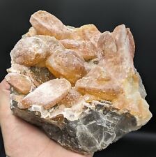 Large dogtooth calcite cluster with iron oxide on flourite 2000 grams. picture