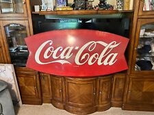 Rare LArge Coca Cola 3D Stamped Double Fishtail Sign 60