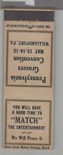 Matchbook Cover 1930s Star Match Pennsylvania Grocers Convention Williamsport PA picture