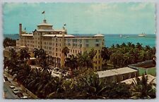 Nassau Bahamas Sheraton British Colonial Hotel Birds Eye View Flags WOB Postcard picture