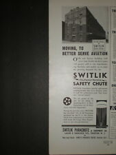 1940 SWITLIK SAFETY CHUTE PARACHUTE NEW FACTORY WWII vintage Trade print ad picture