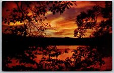 Vtg Roscommon Michigan MI Sunset on Higgins Lake State Park 1950s View Postcard picture