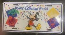 VINTAGE 1999 Walt Disney World Metal License Plate Mickey Mouse & 4 Park Icons picture