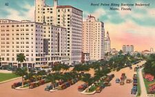 Postcard FL Miami Florida Royal Palms Biscayne Boulevard Linen Vintage PC H7274 picture