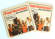2 HENNINGER BIER GERMAN BEER COASTERS BAR MATS 1970s 