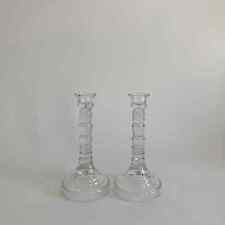 Vintage HOMCO USA Molded Clear Glass Candleholders - Set of 2 -Ribbed Pattern picture